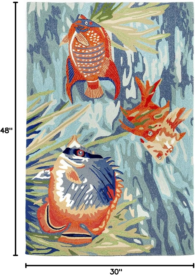Liora Manne Ravella Indoor/Outdoor Durable Hand-Tufted UV Stabilized Rug- Tropical Fish Ocean 2'6" x 4'