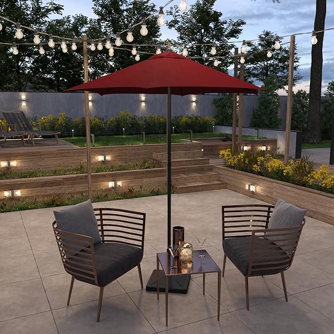 Sunline 7.5 ft Patio Umbrella with Crank & Push Button Tilt, Outdoor Market Umbrella with UV Protection & Wind Vent, Metal Frame for Deck, Pool & Table, Brick