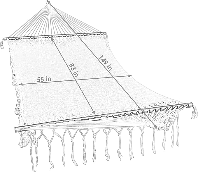 Sunnydaze Deluxe Handwoven American Style Cotton Hammock -770-Pound Weight Capacity - Natural