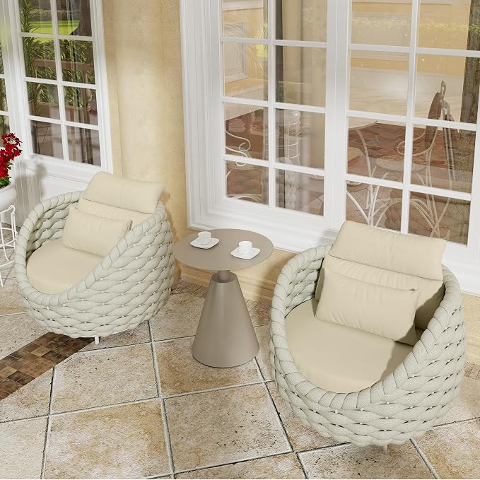 TWT Round Side Table, Round Pedestal End Table Small Farmhouse Martini Table Aluminum Plant Stand Modern Drink Table for Small Space Living Room, Balcony, 19.5 in x 21.7 in-Champagne