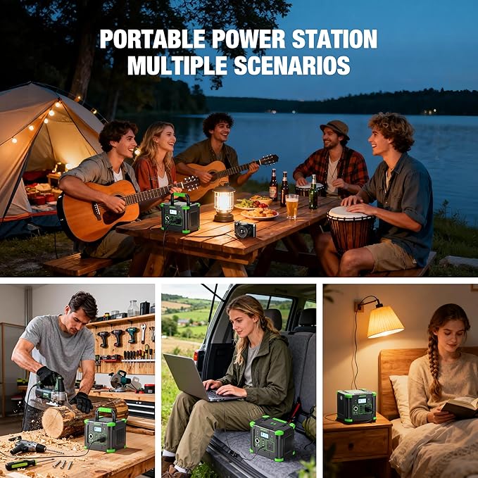 330W Portable Power Station, 288.6Wh Solar Generator with 60W USB-C PD Output, 120V Pure Sine Wave AC Outlet, 5W Wireless Charging, 330W Backup Lithium Battery for Outdoor Camping Travel Hunting