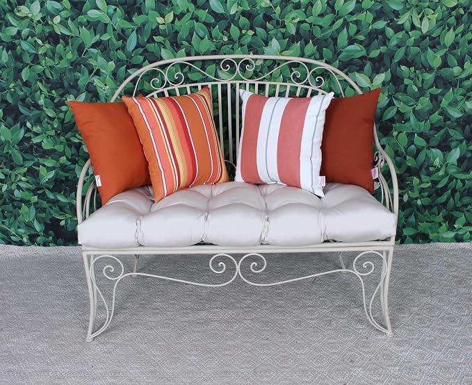 Outdoor/Indoor Sunbrella Throw Pillow Cover Only Square Set of 2 Pieces 24 inch x 24 inch Relate Persimmon Stripe - Insert Not Included, Warm Clay