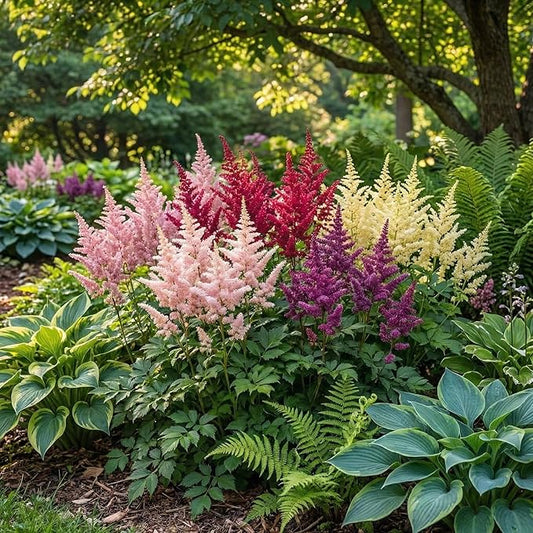 Giant Plume Assorted Astilbe Flowers - 3, 6, or 9 Bulbs -Attracts Butterflies, Bees & Hummingbirds - Great Gardening Gift (6 Bulbs)