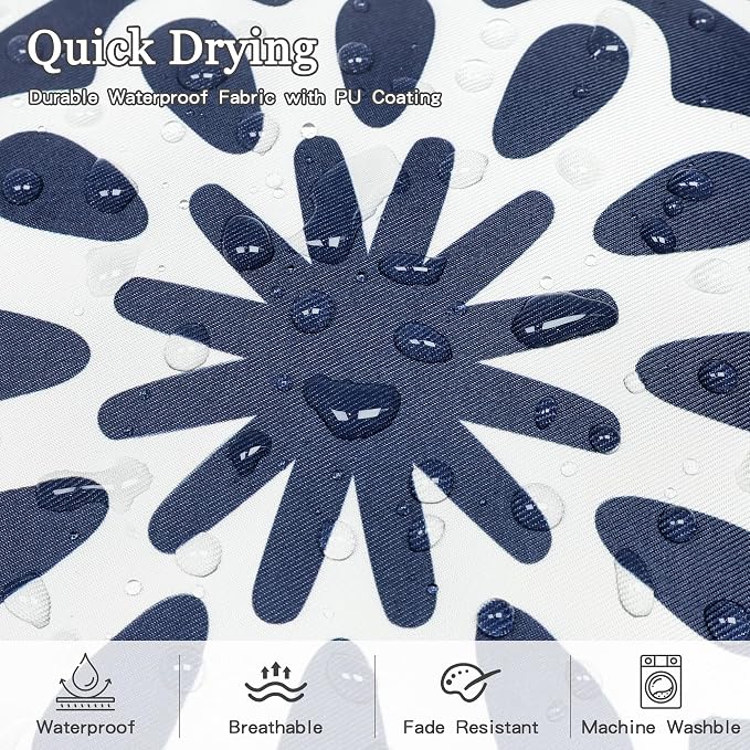 Set of 2 Navy Blue Outdoor Waterproof Pillow Covers 18x18 Inch | Morocco Tile Floral Decorative Throw Pillow Cover, Abstract Boho Outdoor Cushion Cases for Patio Funiture Garden Couch Bench