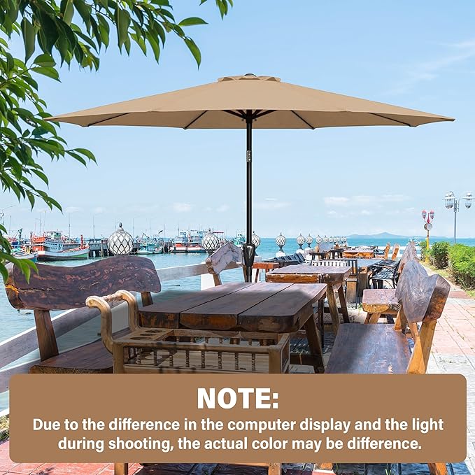 HealSmart 9' Patio Umbrella Replacement Canopy Cover with 8 Ribs, Outdoor Table Market Yard Umbrellas