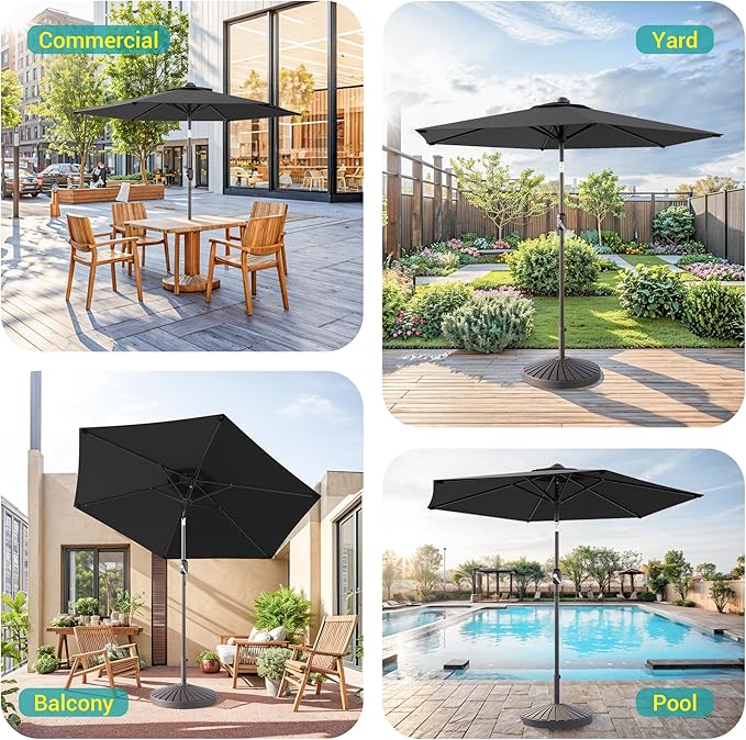 7.5ft Outdoor Umbrella Patio Umbrella,2-Year-Non-Fading,Table Market Patio Umbrella with Push Button Tilt and Crank,for Pool, Deck, Garden,Backyard