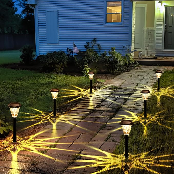 GIGALUMI 8 Pack Solar Lights Outdoor Waterproof, Solar Garden Lights | Outdoor Solar Lights for Yard, Yard Decorations Outdoor for Pathway, Patio, Garden, Driveway, Lawn, and Landscape(Warm White)