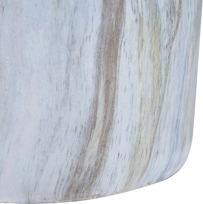 JONATHAN Y Troy Modern 17" Faux Marble Cylinder Accent Table, Round Pedestal End Table and Decorative Indoor Stool for Living Room, Small Minimalist Drum Side Table, Gray and Gold TBL1101B