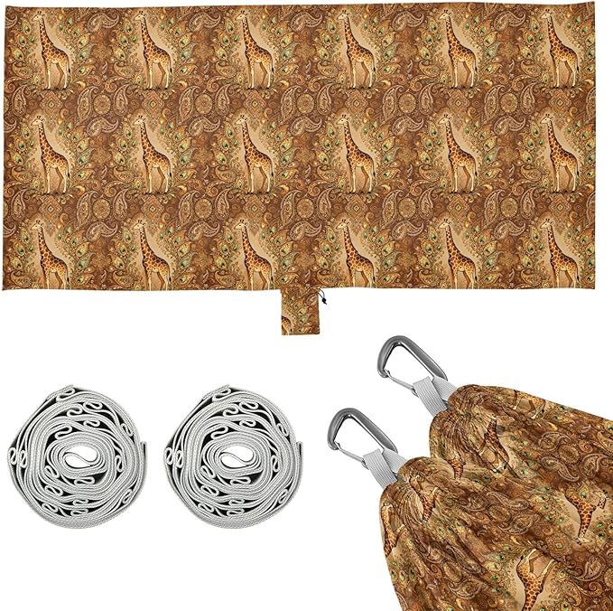 Giraffe with Ornate Camping Hammocks Hanging Rope Swing Hammock for Outside Beach Patio Garden