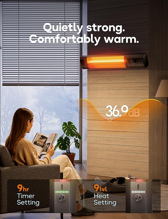 Patio Heater, 9 Heat Setting, 9-Hour Timer, Portable A - 5