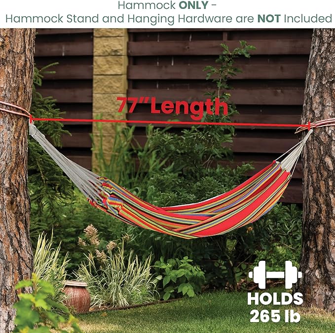 Northlight 77" Red and Yellow Striped Woven Single Brazilian Hammock