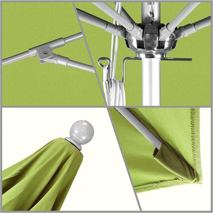 California Umbrella 11' Rd. Venture Series Contract Grade Patio Umbrella, Pulley Open, Silver Finish, Sunbrella Macaw