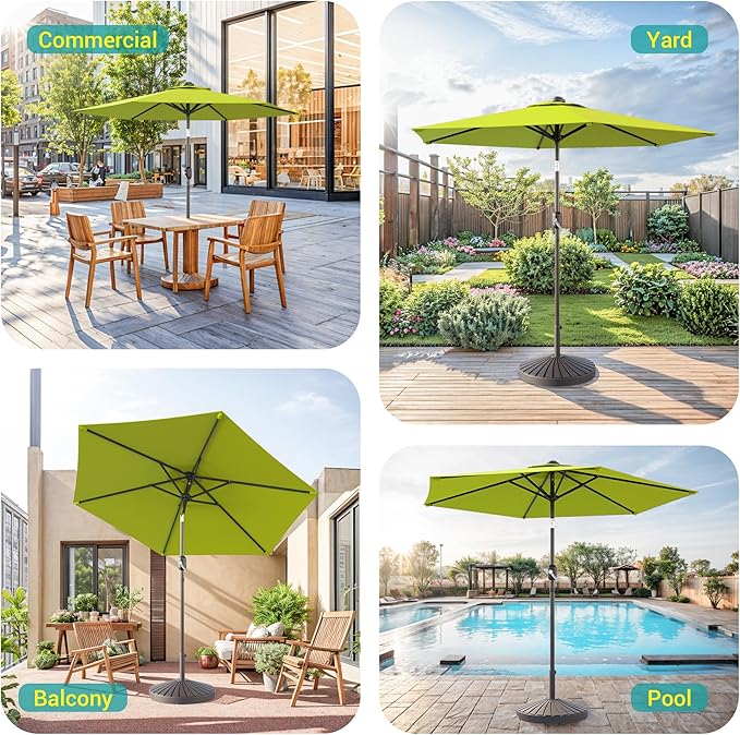 7.5ft Outdoor Umbrella Patio Umbrella,2-Year-Non-Fading,Table Market Patio Umbrella with Push Button Tilt and Crank,for Pool, Deck, Garden,Backyard