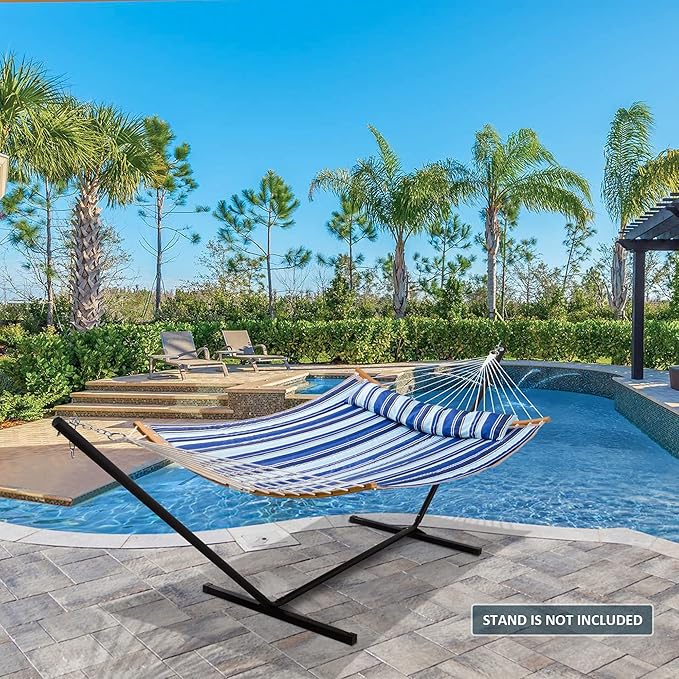 SUNCREAT Double Quilted Hammocks with Stand Set