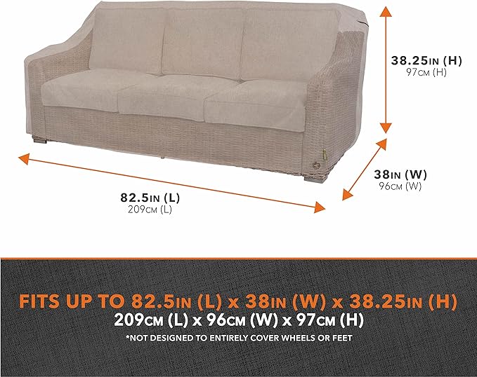 Modern Leisure Garrison Patio Loveseat Cover - Weather-Resistant Fabric - Outdoor Furniture Protection Perfect for Patio, Deck, and Porch - 82.5"L x 38"W x 38.25"H - Sandstone