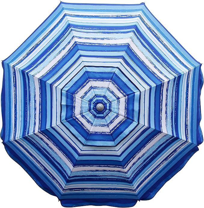 Blissun 7.2' Beach Umbrella with Sand Anchor, Outdoor Portable Beach Umbrella for Sand with Tilt Pole, Carry Bag, Air Vent