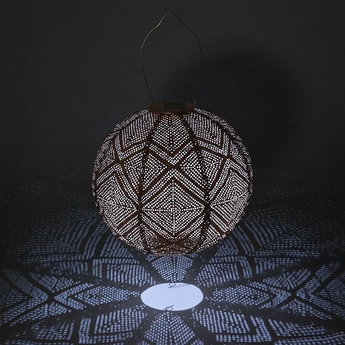Allsop Soji Stella Market - 12" Handmade LED Outdoor Solar Lantern - Copper