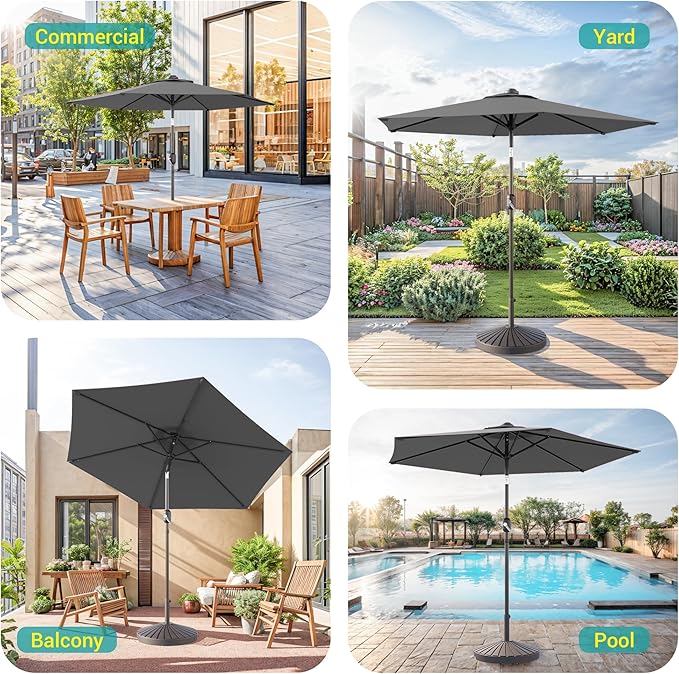 7.5ft Outdoor Umbrella Patio Umbrella,2-Year-Non-Fading,Table Market Patio Umbrella with Push Button Tilt and Crank,for Pool, Deck, Garden,Backyard