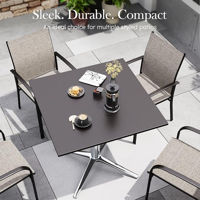 Sophia & William 31" Patio Bistro Table,Outdoor Coffee Table Square Outdoor Small Table Modern Style for Porch Pool Balcony Deck Bronze
