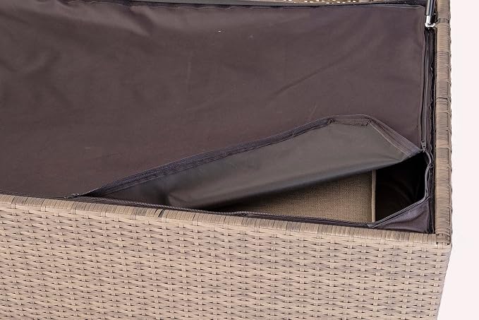 Alfresco Home 353-1619 Sicuro Large Wicker Cushion Storage w/Hydraulic lid Deck Box, Taupe