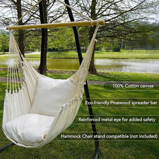 Calloway Mills Ivory Cloud Hammock Chair + 2 Pillow Set