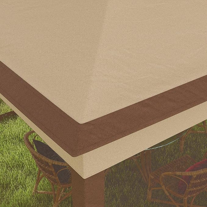 Outsunny 11' x 11' Pop Up Canopy, Outdoor Patio Gazebo Shelter with Removable Zipper Netting, Instant Event Tent w/ 114 Square Feet of Shade and Carry Bag for Backyard, Garden, Khaki