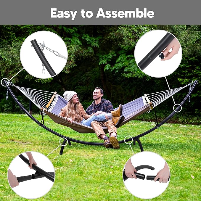 SUNCREAT Hammocks Standing Patio Hammock, Portable Hammock with Stand Foldable, Patent Pending, Dark Gray