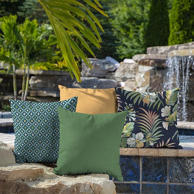 Arden Outdoor Toss Pillow, 2 Pack, 16 x 16, Rain-Proof, Fade Resistant Bright Moss Green Leala
