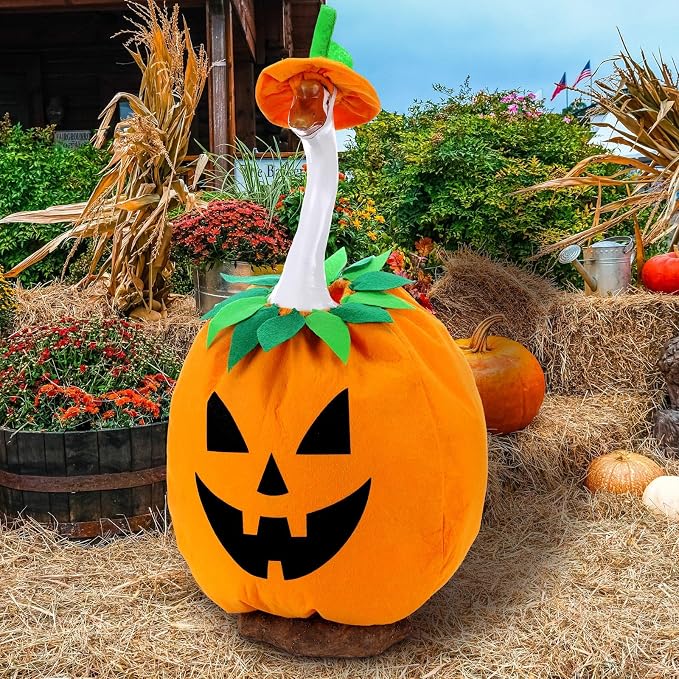 Halloween Pumpkin Goose Outfit Porch Fall Thanksgiving Summer Halloween Goose Clothes Yard Silly Lawn Duck Shirt for Autumn Party Cement Plastic Duck 23'' Porch Style