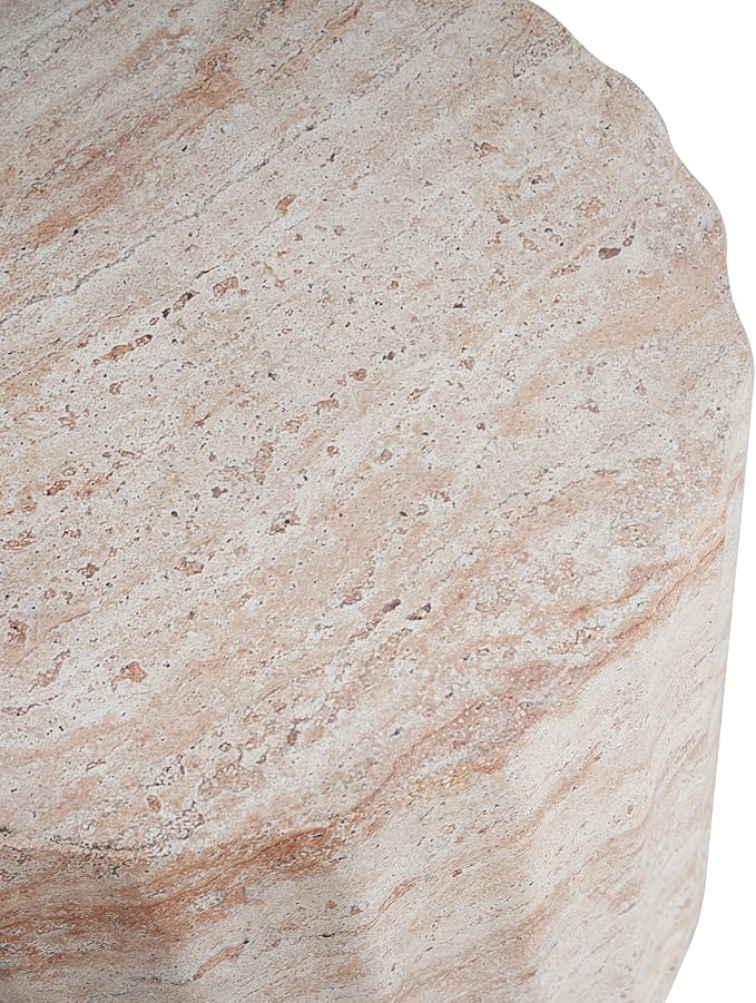 Outdoor Side Table Concrete Side Table Faux Marble End Table Stone Side Tables Patio Small Coffee Tables Travertine Garden Stool Plant Stand for Porch, Backyard Patio, Cylinder
