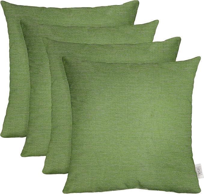RSH DECOR: Sunbrella Square Throw Pillows Set of 4 | 22" x 22" | Water and Fade-Resistant Performance Fabric | Outdoor Pillow Covers with Down-Alternative Inserts | Made in USA (Cork Meadow Pistachio)