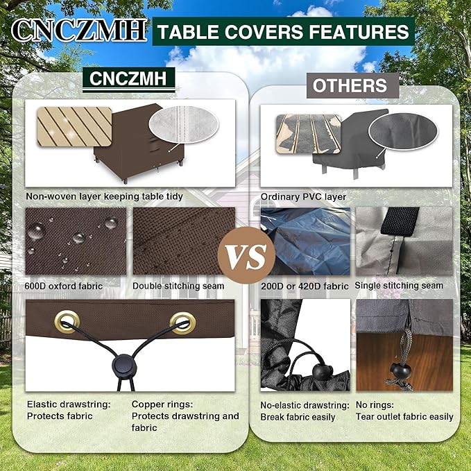 Heavy Duty Patio Furniture Covers Waterproof, 600D Outdoor Furniture Cover Waterproof for Sectional Sofa Couch, Outdoor Dining Table and Chair Set Covers 74''L x 47''W x 28''H, Brown