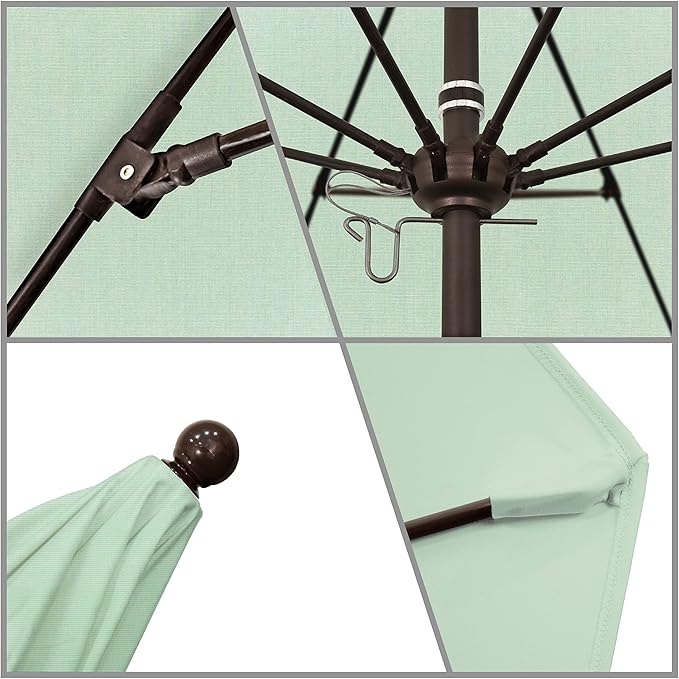 California Umbrella 9' Rd. Venture Series Contract Grade Patio Umbrella, Push Open Pin Stop, Bronze Finish, Sunbrella Spa