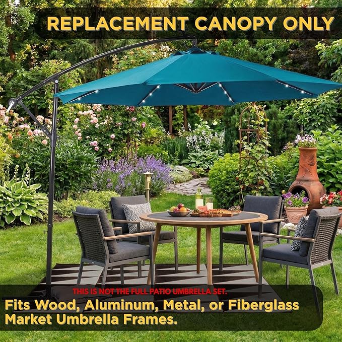 10ft Patio Umbrella Replacement Canopy for 8 Ribs, Outdoor Umbrella Canopy ONLY, Market Umbrella Top, Water-Resistant & UV-Protective
