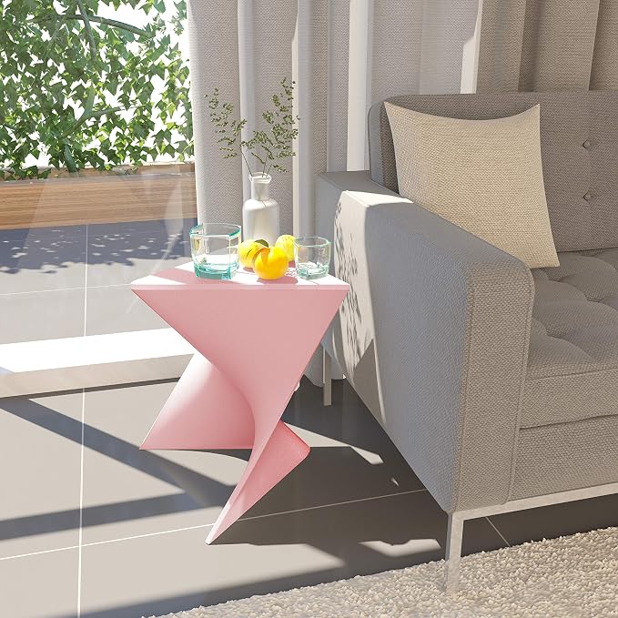 LeisureMod Modern Pink Accent Side Table - Stylish Side Vanity Table for Bedroom & Living Room