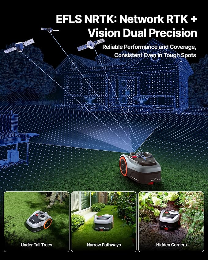 Segway Navimow i206 AWD Robot Lawn Mower (New i105N), Wire-Free with Garage S, All-Wheel Drive for 45% Slopes, EFLS NRTK + Vision, Auto Mapping, Covers 0.15 Acre (Garage Shipped Separately)