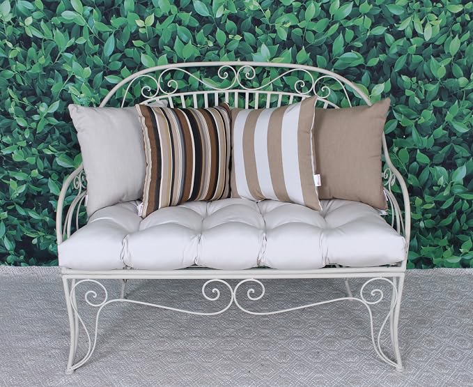 Outdoor/Indoor Sunbrella Throw Pillow Cover Only Square Set of 2 Pieces 16 inch x 16 inch Maxim Heather Beige Stripe - Insert Not Included