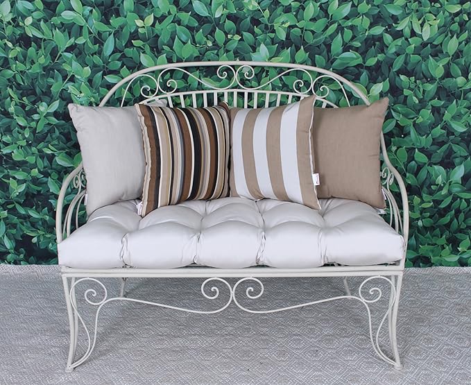 Outdoor/Indoor Sunbrella Throw Pillow Cover Only Square Set of 2 Pieces 20 inch x 20 inch Maxim Heather Beige Stripe - Insert Not Included