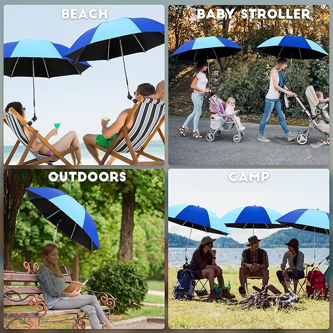 Beach Umbrella, 360 ° Chair Umbrella with Clamp, UPF50+ Shade for Beach, Sand, Patio, Yard (Not Includ Chair)