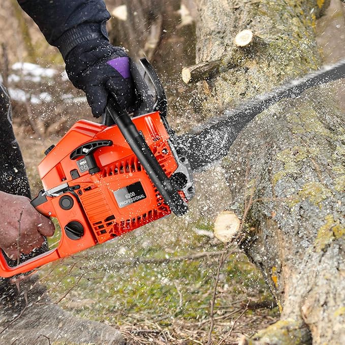 62CC Gasoline Chainsaw with 20-Inch Bar, 3.5HP 2-Stroke Gas Powered Chain Saw for Logging, Landscaping, and Firewood Cutting, Heavy Duty Tree Saw for Farm, Garden and Ranch Use