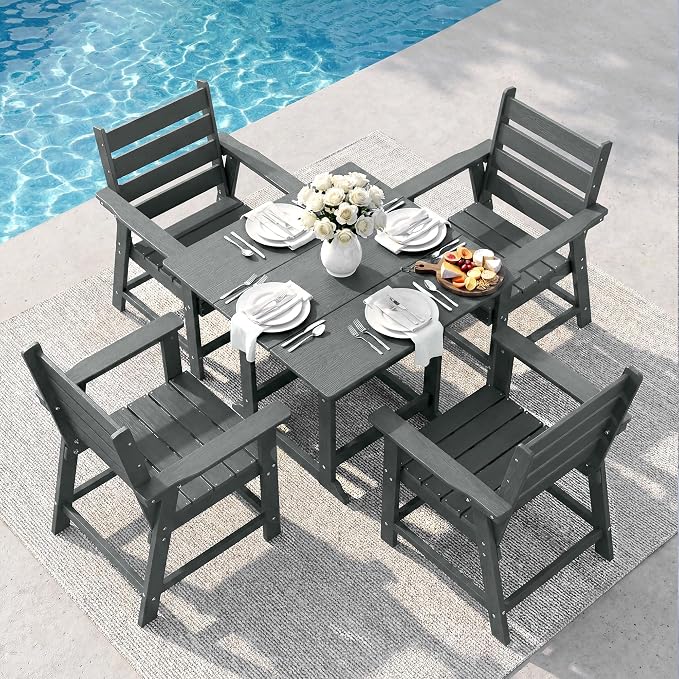 HDPE Dining Chair Set of 2, Gray