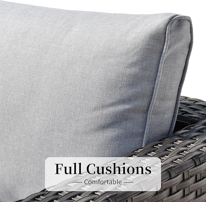 HOOOWOOO 13 Piece Patio Sectional Furniture Set with Fire Pit Table,Modern Wicker Outdoor Conversation Sofa Sets,All Weather Modular L Shaped Outside Couch Swivel Chair Set(Light Grey)
