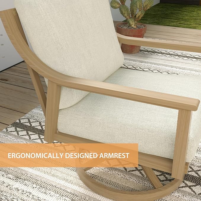 HAPPATIO 4-Piece Patio Furniture Set - Outdoor Aluminum Patio Conversation Set Includes 1 Loveseat, 2 Swivel Chairs, and 1 Coffee Table, Perfect for Porch, Deck, Garden, (Beige)
