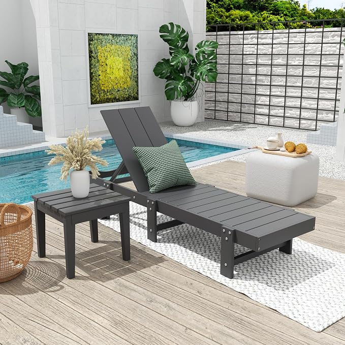 Costaelm Small Outdoor Side Table, Patio End Table Weather Resistant Outdoor Coffee Table, Square Conversation Table for Indoor, Porch, Balcony, Garden, Poolside, Deck, Gray