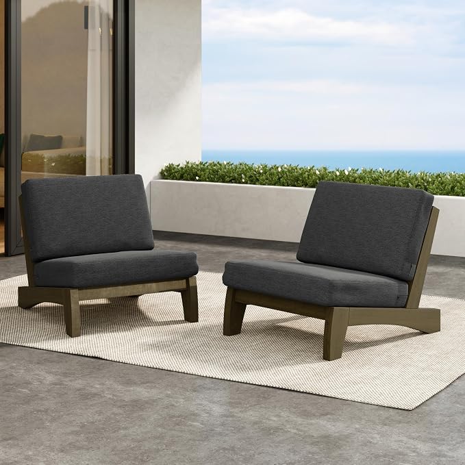 2 Pieces Patio Furniture Sets, All-Weather Outdoor Wood Bistro Set Patio Conversation Chiarsfor Balcony, Backyard