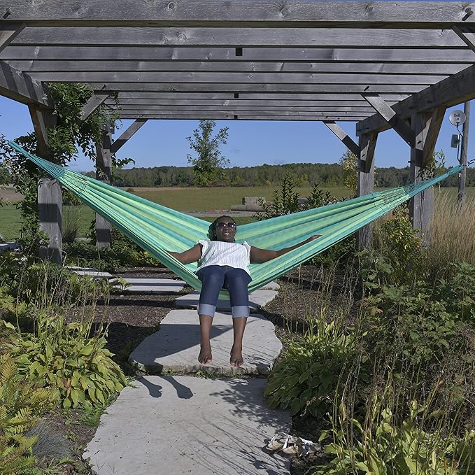 Vivere Latin Hammock Collection – Vibrant 100% Cotton Double Hammock, Supports 2 Adults - 450 lb Capacity (Viridis)