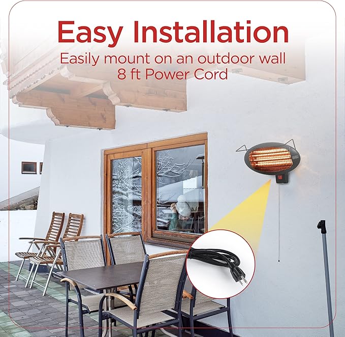 BLACK+DECKER Patio Floor Electric Heater, Patio Heater Stand for Outdoors with 3 Heat Settings