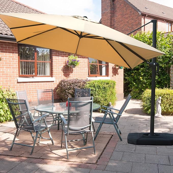 Domi 10’x10’ Cantilever Patio Umbrella, Aluminum Windproof Outdoor Umbrella with 360°Rotation, Square Offset Sun Shade Umbrella for Outside Deck Backyard Garden Pool, Beige