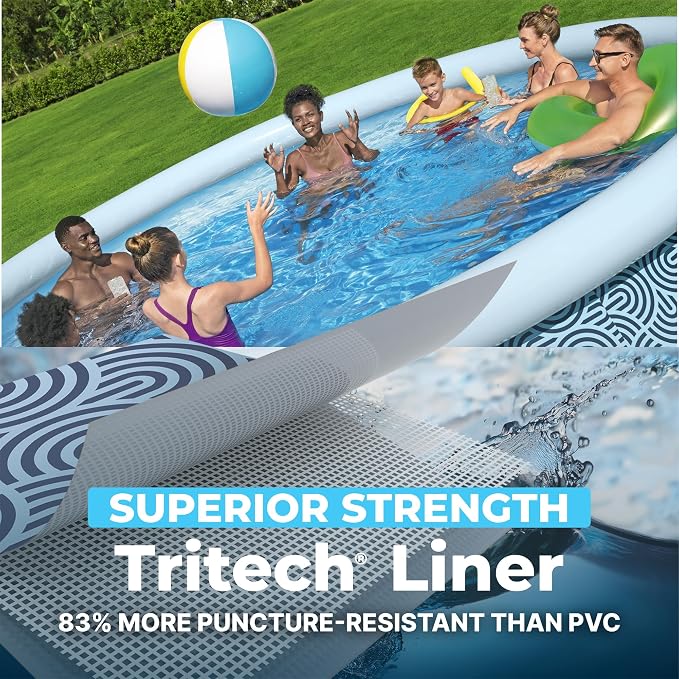 Bestway Fast Set 15' x 42" Above Ground Pool, Round Inflatable Ring Top Outdoor Swimming Pool Set with Filter Pump & Type III A/C Cartridge
