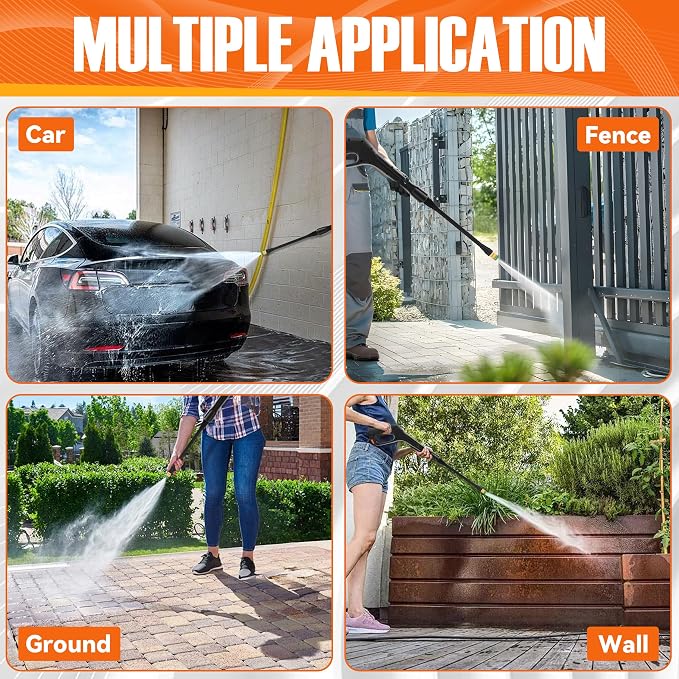 JOEJET Pressure Washer Spray Gun with Extension Wand and 5 Nozzle Tips, Compatible with Some Portland Husky Ford Pulsar ShopForce Taskforce Powerwasher